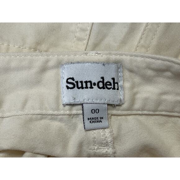 Aritzia Sun-deh Womens White Mid Rise Straight Wide Leg Trousers Pants Size 00 - Picture 4 of 5